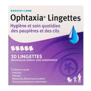 Ophtaxia - Hygiène paupières et cils - 20 Lingettes