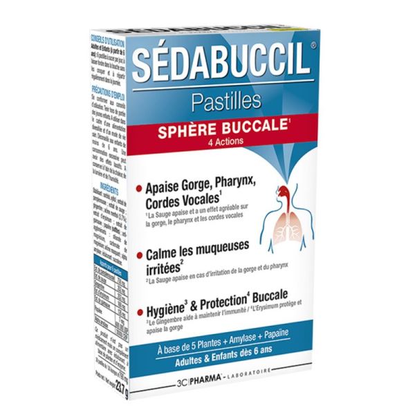 Sedabuccil Menthol - Gorge et sphère buccale - 30 Pastilles