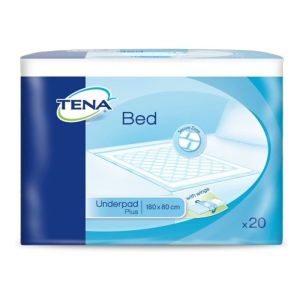 Protection incontinence moyenne à forte pour lits et chaises Tena Bed Plus Wings - Paquet de 20