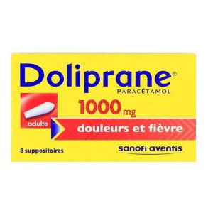 Doliprane 1000mg - Adultes - Douleurs et fièvre - 8 suppositoires
