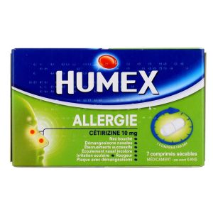 Allergie Cétirizine 10 mg - Rhinites allergiques - 7 comprimés pelliculés sécables
